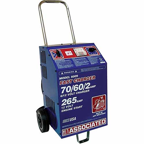 6009 Associated Equipment Battery Charger 6/12V 70/60/2A, 265 Amp Cranking Assist