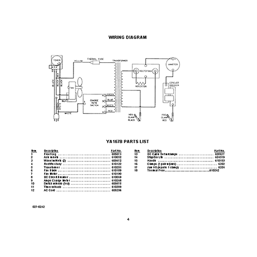 Model Ya165B Click Here For A Parts List, Wiring Diagram Or Schematic
