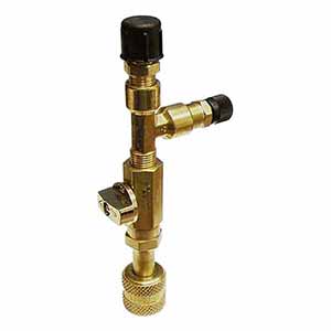 ROBINAIR 13047A HIGH VACUUM VALVE ASS'Y FOR USE W/THERMISTOR GAUGE. FEATURES 1/2" FFL COUPLER AND HIGH CFM PORTING