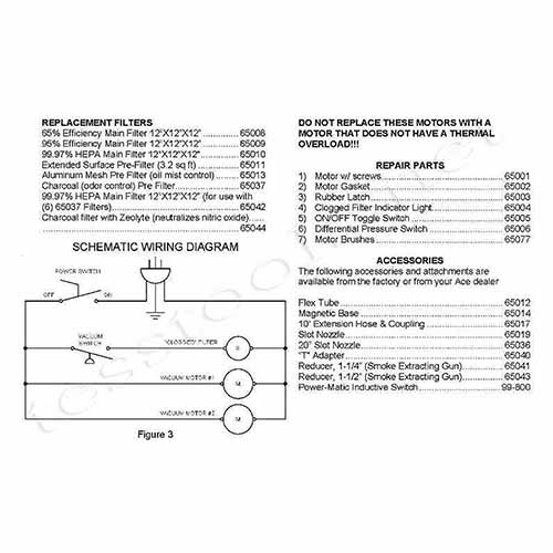 Ace Industrial 73-201-95 Weldsense Portable Fume Parts List And Wiring Diagram