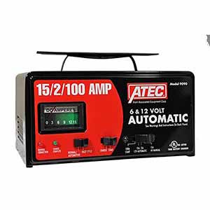 9090 Atec Portable Automatic 12 Volt 15/2 Amp Battery Charger With 100 Amp Engine Start