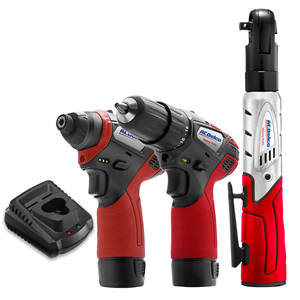 ARW1208-K10 Acdelco Acdelco Arw1208-K10 G12 Series 12V Cordless Li-Ion 1/4"Impact Driver, 3/8" Ratchet Wrench & 2-Speed Drill Driver Combo Tool Kit With 2 Batteries