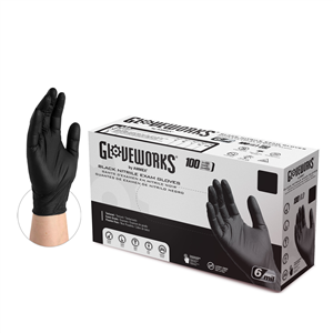GWBEN49100 Ammex Corporation Gloveworks Black Nitrile Pf Exam Xxl Gloves