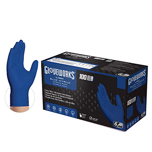 Gloveworks Royal Blue Nitrile Raised Diamond Texture Disposable Gloves, Size X-Large