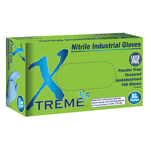 X348100 Ammex Corporation Xl Xtreme X3 Powder Free Textured Blue Nitrile
