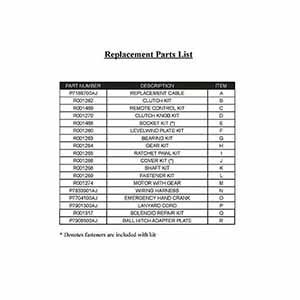 Powerwinch Model AP1500 Parts List and Diagram