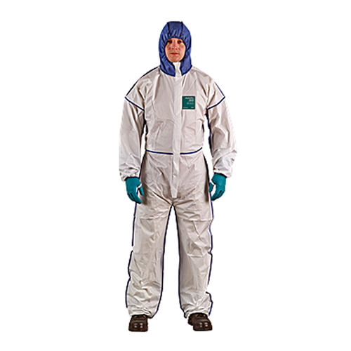 ALPHATEC 681800C BOUND SMS HOOD BACK LEG COVERALL WHT NVY SIZE 3XL