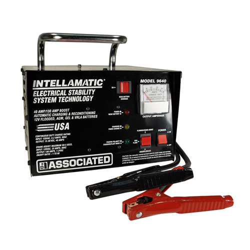 9640 Associated Charger,12V/40A Automatic Bench W/Override Switch