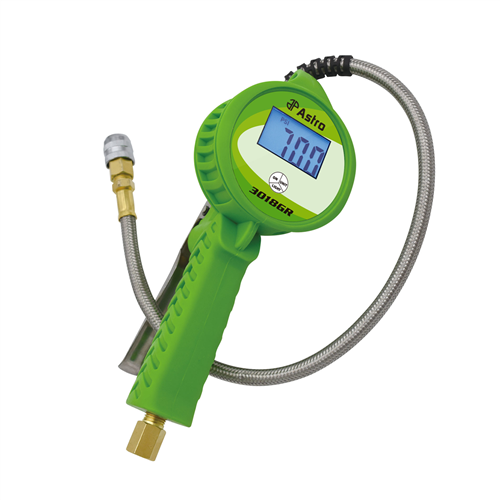 3018GR Astro Pneumatic Digital Tire Inflator W/ Stainless Steel Hose & Push-Lock Coupler Chuck - Green