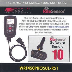 WRT450PROSULRS1E Bartec Usa 1 Year Software License For The Tech450Pro W/ 10 Rite-Sensors