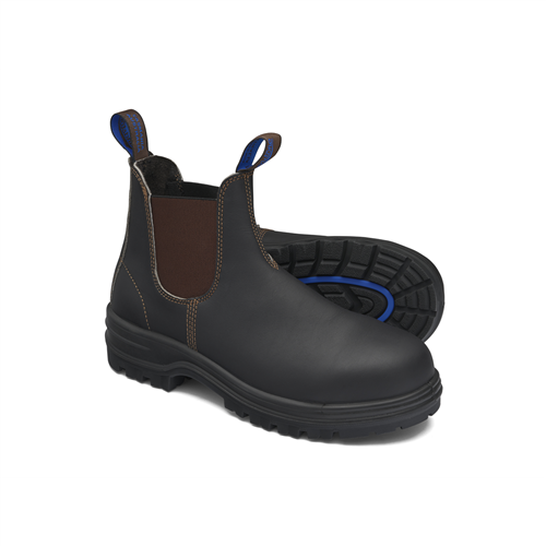 140-110 Blundstone Steel Toe Elastic Side Slip-On Boots, Water Resistant, Stout Brown, Au Size 11, Us Size 12