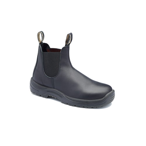 179-050 Blundstone Steel Toe Slip-On Elastic Side Boots W/ Kick Guard, Black, Au Size 5, Us Size 6