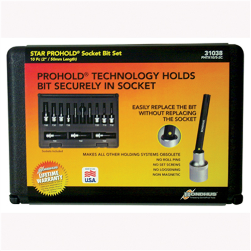 31038 Bondhus Corp. Set 10 Prohold Star Bits 2" (T