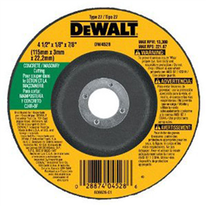 DW4528 Dewalt 4.5"X1/8"X7/8" Masonry Cuttg W