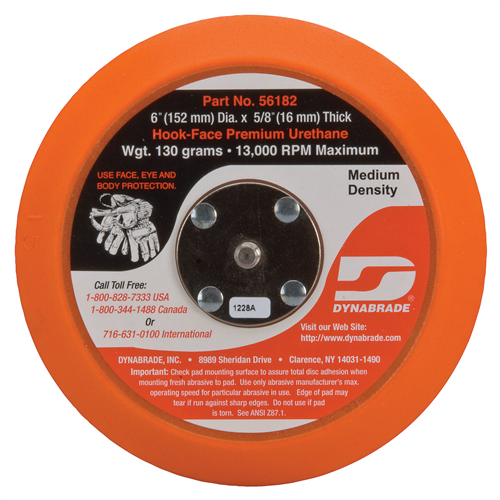 56182 Dynabrade Hook And Loop Pad 6" Non Vac