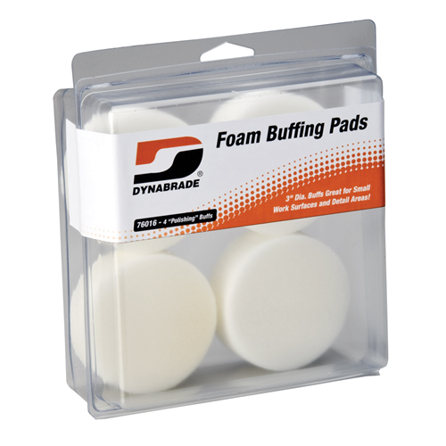 76016 Dynabrade 3" White Foam Polishing Pads (Four In Clear Pkg.)