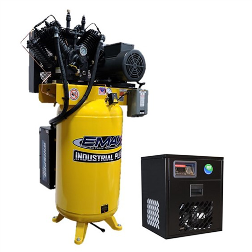 ESP07V080V1PK Emax 7.5Hp 1 Ph Industrial Plus 80 Gal. Vertical Silent Air Compressor With 30 Cfm Dryer Bundle