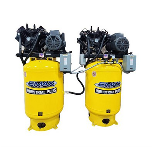 ESP10A120V1 Emax Two Emax  10Hp 1Ph 120 Gallon Vertical Solo Mounted Alternating Silent Air Compressors-W/Pressure Lubricated Pumps