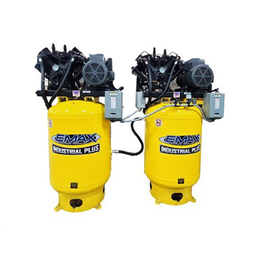 ESP10A120V3 Emax Two Emax  10Hp 3Ph 120 Gallon Vertical Solo Mounted Alternating Silent Air Compressors-W/Pressure Lubricated Pumps
