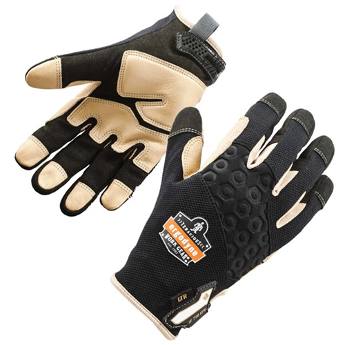 17143 Ergodyne 710Ltr M Black Heavy-Duty Leather-Reinf Gloves