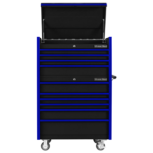 DX4110CRKU Extreme Tools Dx Series 41"Wx25"D 4 Drawer Top Chest & 6 Drawer Roller Cabinet Combo - Black, Blue Drawer Pulls