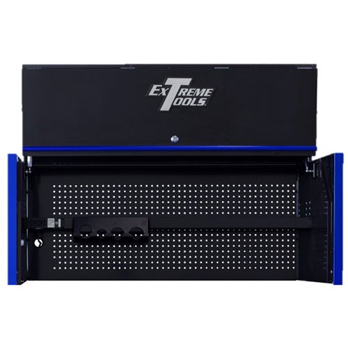 Extreme Tools RX Series Professional 55"W x 25"D Extreme Power Workstation&reg; Hutch Black, Blue Drawer Pulls