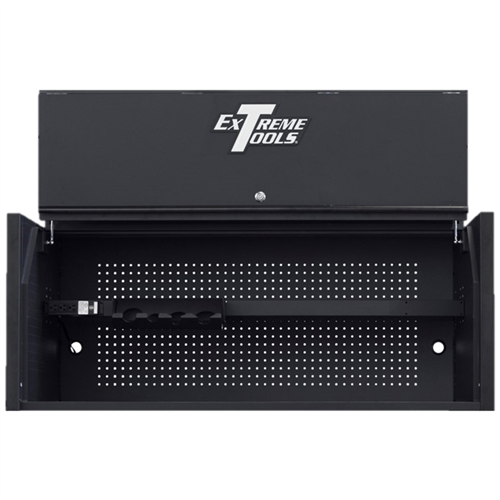 Extreme Tools RX Series Professional 55"W x 25"D Extreme Power Workstation&reg; Hutch Matte Black, Black Drawer Pulls