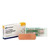 1-002 First Aid Only 1"X3" Plastic Bandages 16/Box