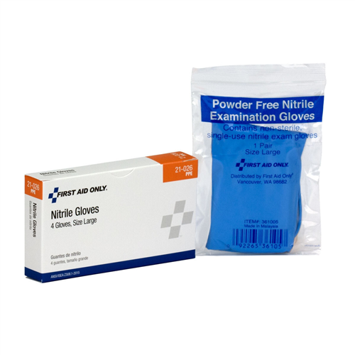 21-026-001 First Aid Only Nitrile Exam Gloves 4/Box