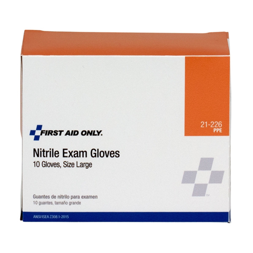 21-226 First Aid Only Nitrile Exam Gloves 10/Box