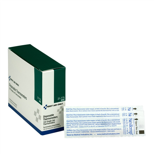 21-775-001 First Aid Only Disposable Thermometers 100/Box