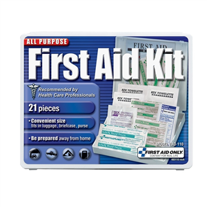 FAO-110 First Aid Only Travel First Aid Kit 21 Piece Plastic Case
