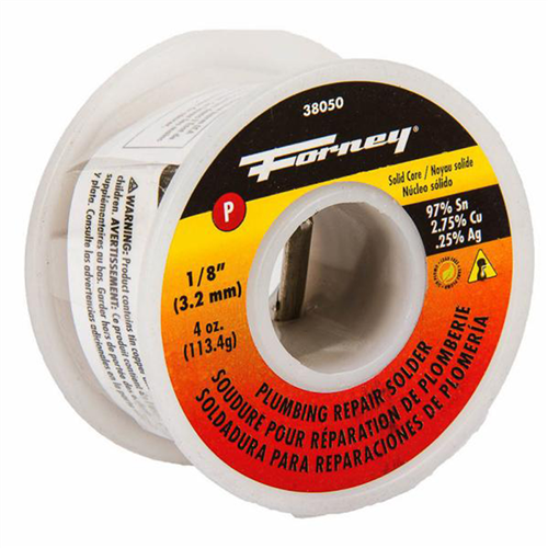 38050 Forney Industries Solder, Lead Free (Lf), Plumbing Repair, Solid Core, 1/8 In, 4 Ounce