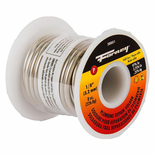 38051 Forney Industries Solder, Lead Free (Lf), Plumbing Repair, Solid Core, 1/8 In, 8 Ounce