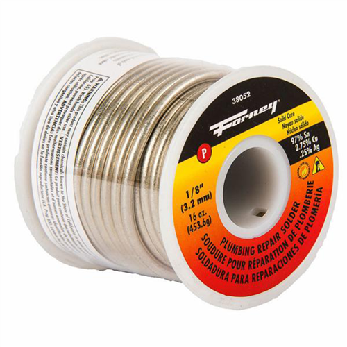 38052 Forney Industries Solder, Lead Free (Lf), Plumbing Repair, Solid Core, 1/8 In, 16 Ounce