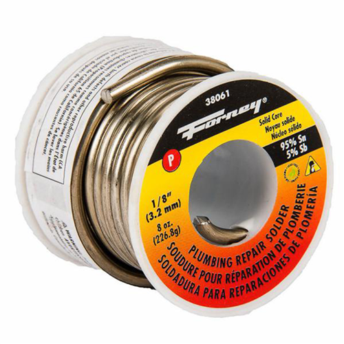 38061 Forney Industries Solder, Lead Free (Lf), Plumbing Repair, Solid Core, 1/8 In, 8 Ounce