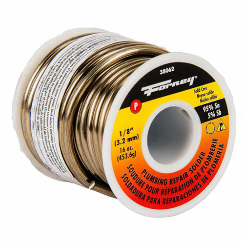 38062 Forney Industries Solder, Lead Free (Lf), Plumbing Repair, Solid Core, 1/8 In, 16 Ounce