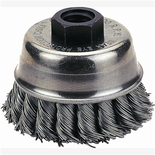 1423-3159 Firepower Cup Brush 3" Knotted Wire, Single Row, 3/8"-24Nf