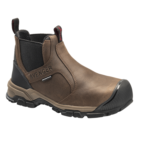 A7340-10M Avenger Work Boots Avenger Work Boots - Ripsaw Romeo Series - Men'S Mid-Top Slip-On Boots - Aluminum Toe - Ic|Eh|Sr|Pr - Brown/Black - Size: 10M