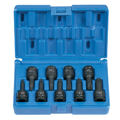 1200T Grey Pneumatic 3/8" Drive 9 Piece Internal Torx Impact Driver Set