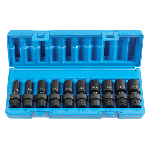 1210UMSD Grey Pneumatic 3/8" Dr. 10 Pc. Semi Deep Metric Universal Set