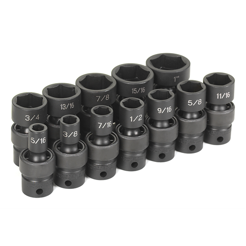 1212U Grey Pneumatic 12 Pc 3/8" Dr 6 Pt Standard Length Frac Univ Set