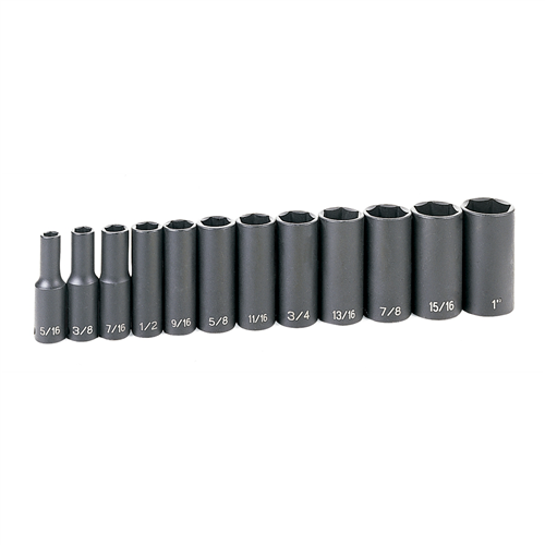1213D Grey Pneumatic 12 Pc 3/8" Dr Fractional Deep Lenght Set