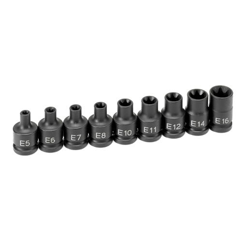1219ET Grey Pneumatic 3/8Dr 9Pc External Torx Set