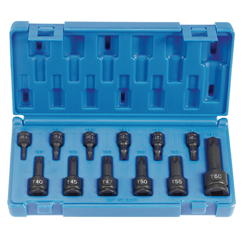 1234T Grey Pneumatic 12 Pc 1/4", 3/8" & 1/2" Assorted Internal Star Imp