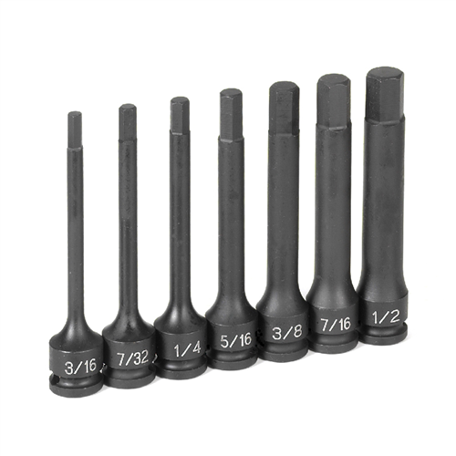 1247H Grey Pneumatic 3/8" Dr. 7 Pc.  4" Length Fractional Hex Driver Set