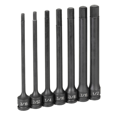 1267H Grey Pneumatic 3/8" Dr 7Pc 6" Lngth Fractional Hex Driver Set