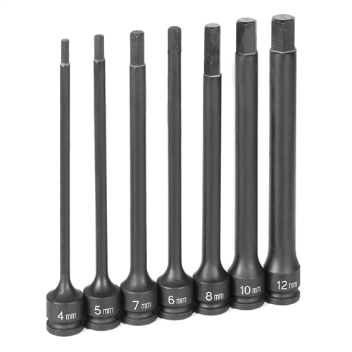 1267MH Grey Pneumatic 3/8" Dr 7 Pc 6" Length Metric Hex Driver Set
