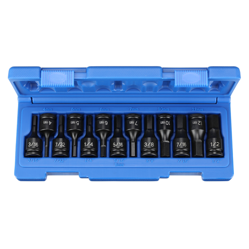1298HC Grey Pneumatic 13 Pc 3/8" Dr Fractional & Metric Hex Driver Set
