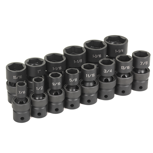 1314U Grey Pneumatic 14 Pc 1/2" Dr Std Length Fractional Universal Set